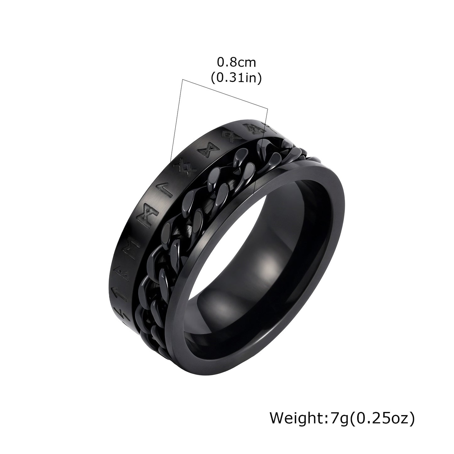 Viking Chain Rotatable Stainless Steel Ring Gold For Men
