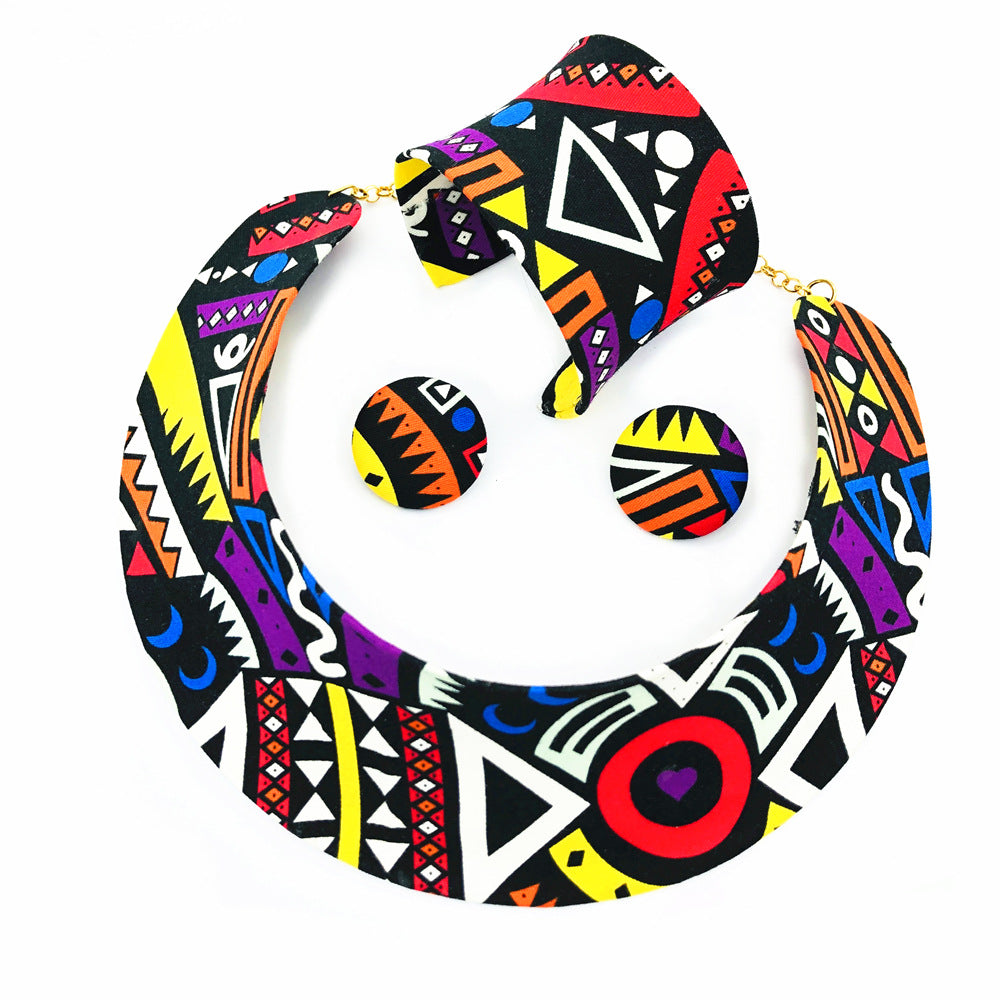 Savanna Rhythms African Fabric Necklace Set
