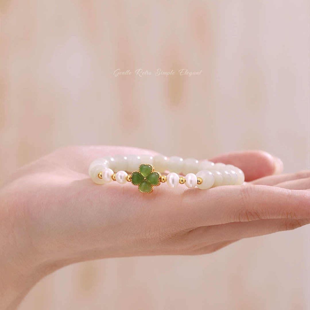 Clover Pearl 925 Sterling Silver Bracelet