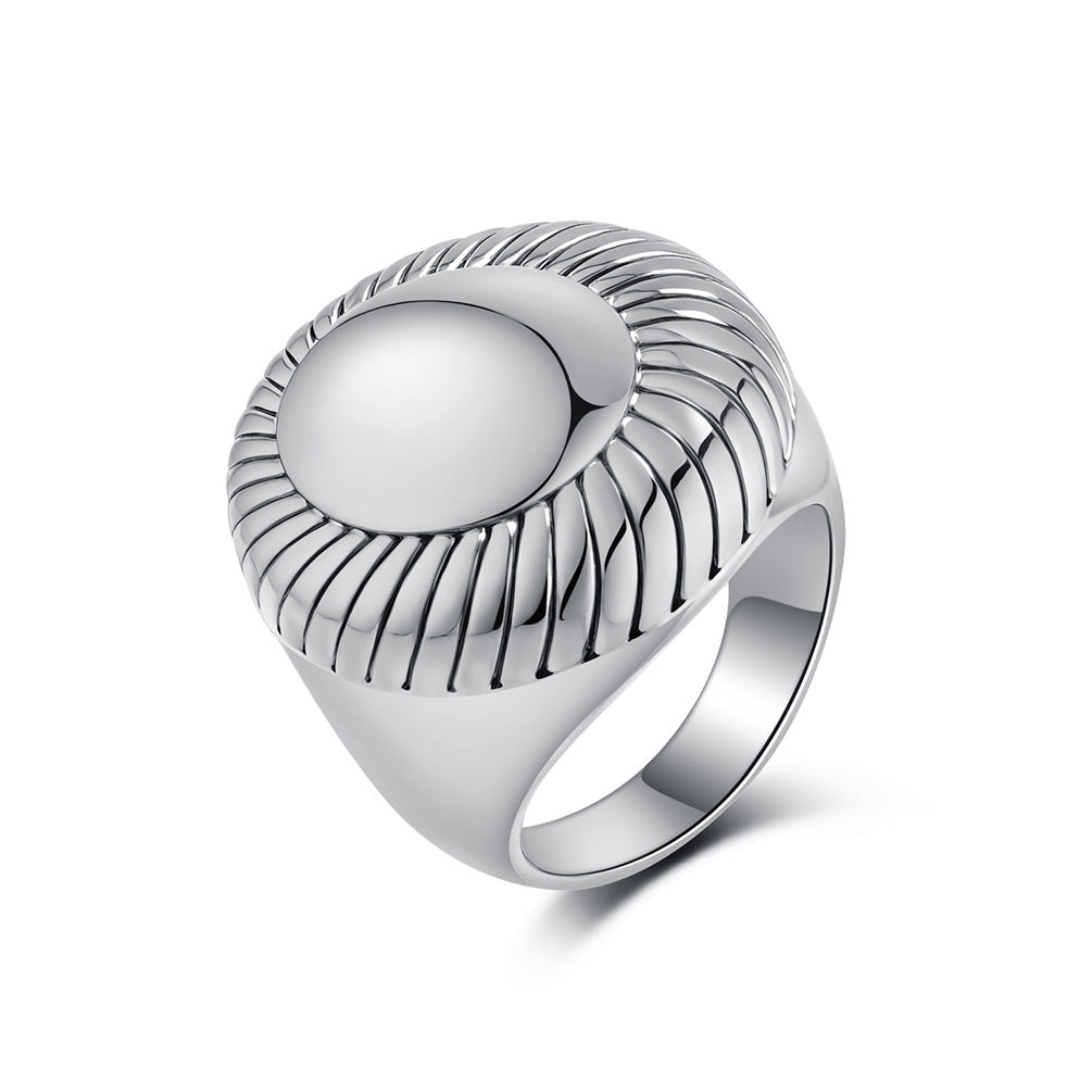 Planderful Unisex Oversized Gold Plated Titanium Ring European American Style Everyday Genie