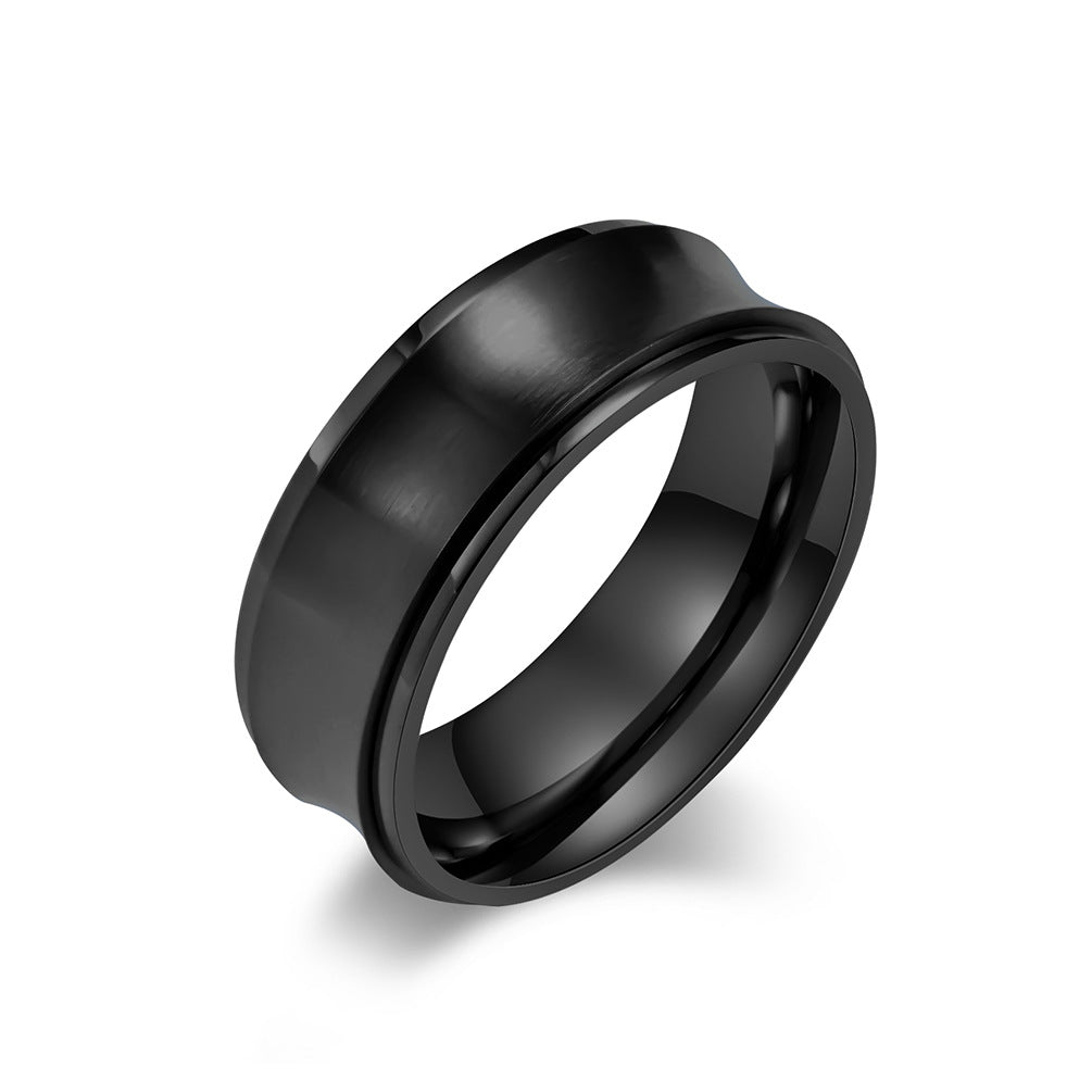 Neutral And Simple Wind Concave Arc Surface Rotation Decompression Ring For Men