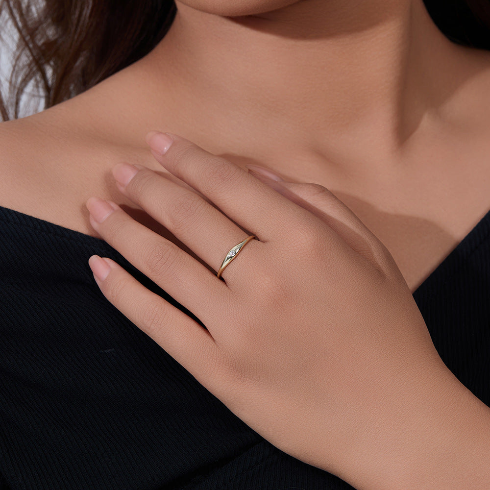Ring Jewelry S925 Sterling Silver Smooth Plain Ring Single Zircon Ring Jewelry