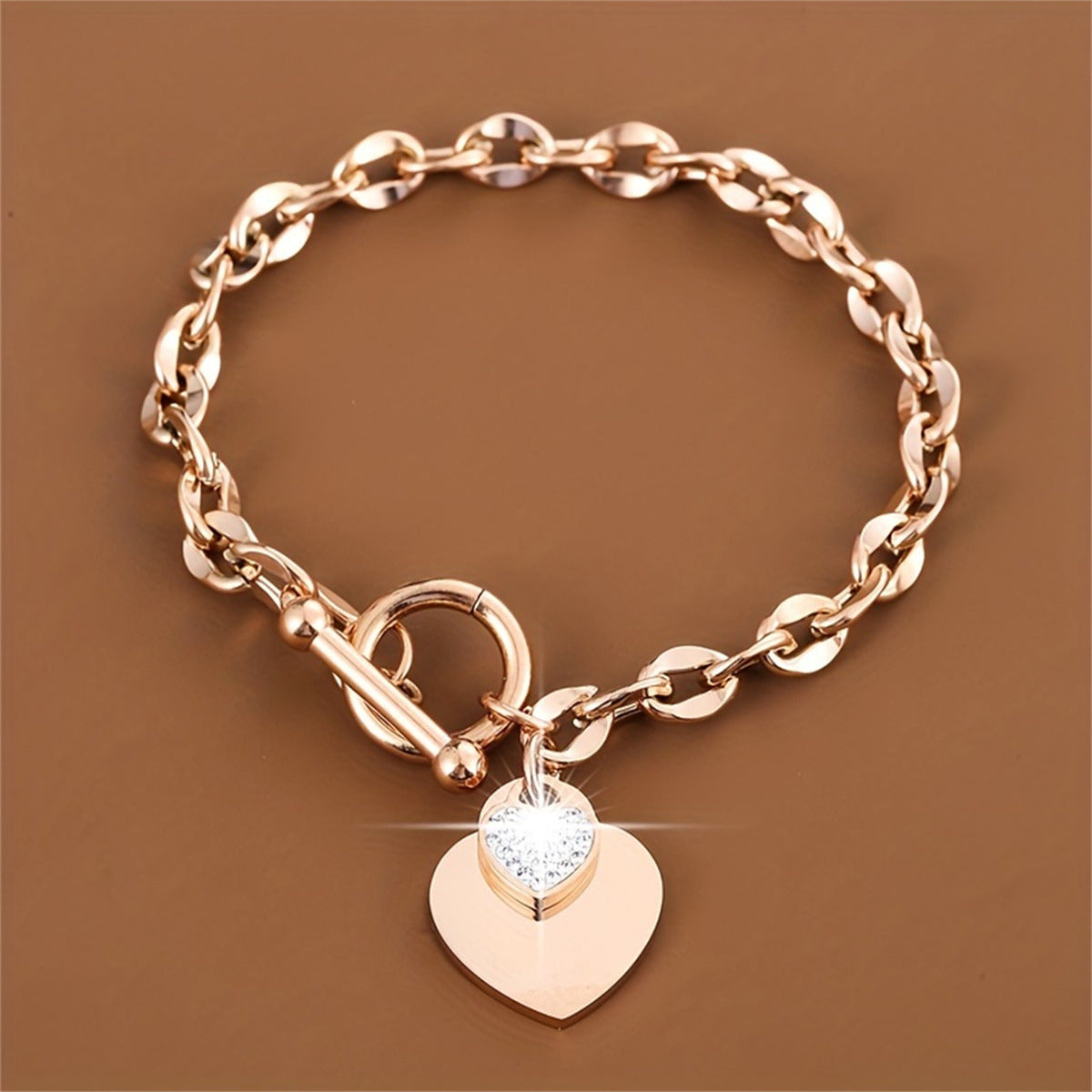 Planderful Jewelry Elegant Heart Shaped Buckle Stainless Steel Bracelet For Everyday Wear Gift