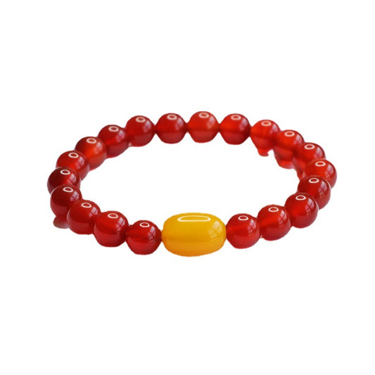 Fortune's Favor Sterling Silver Bracelets with Natural Red Agate and Yellow Chalcedony Gems