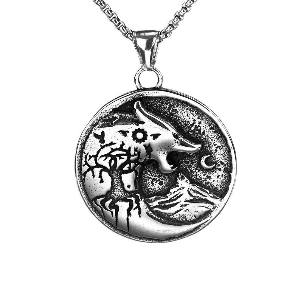 European And American Cross-Border Jewelry Viking Tree Wolf Pendant Necklace