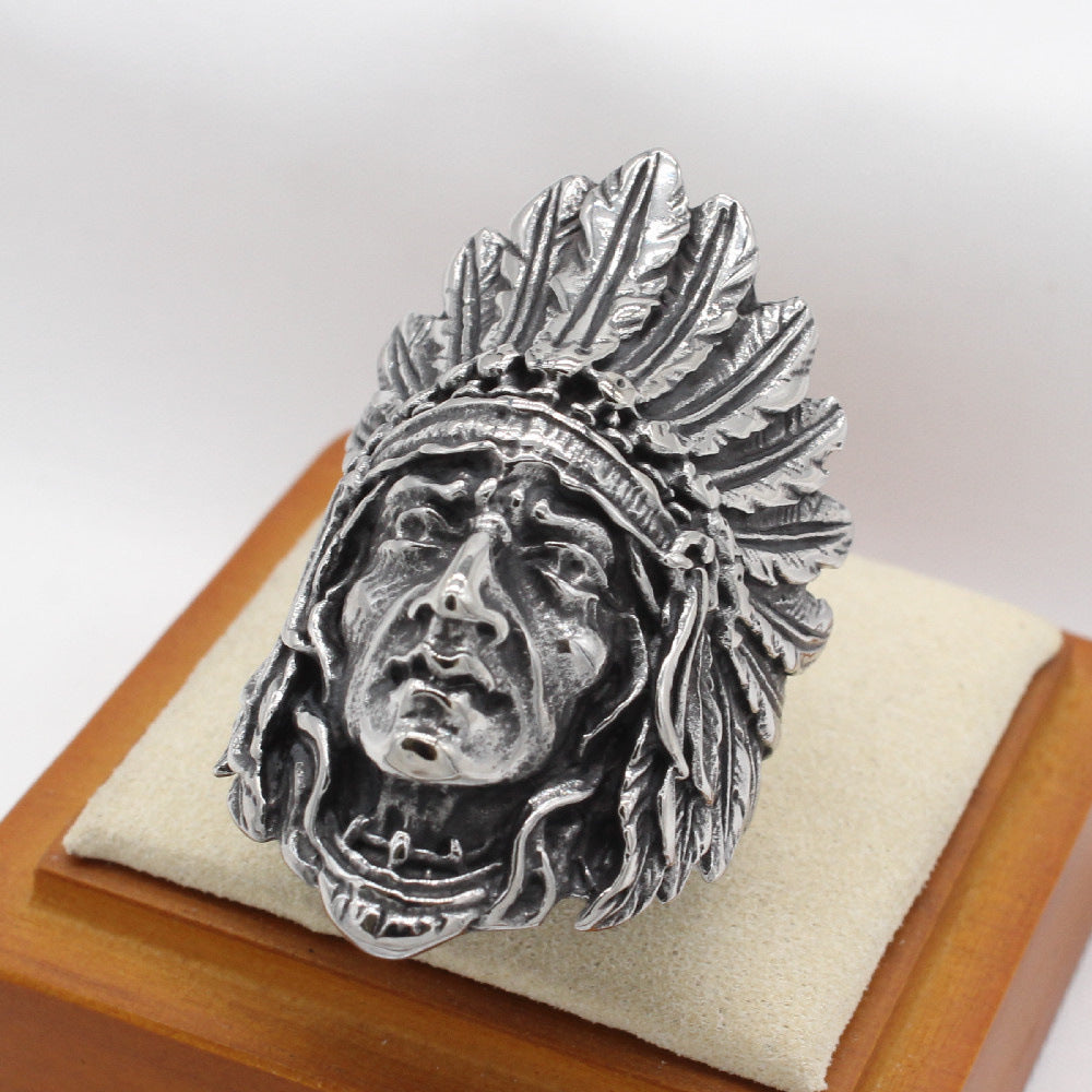Planderful Titanium Steel Ring Unisex Durable Classic Retro American Indian Style Everyday Genie Collection