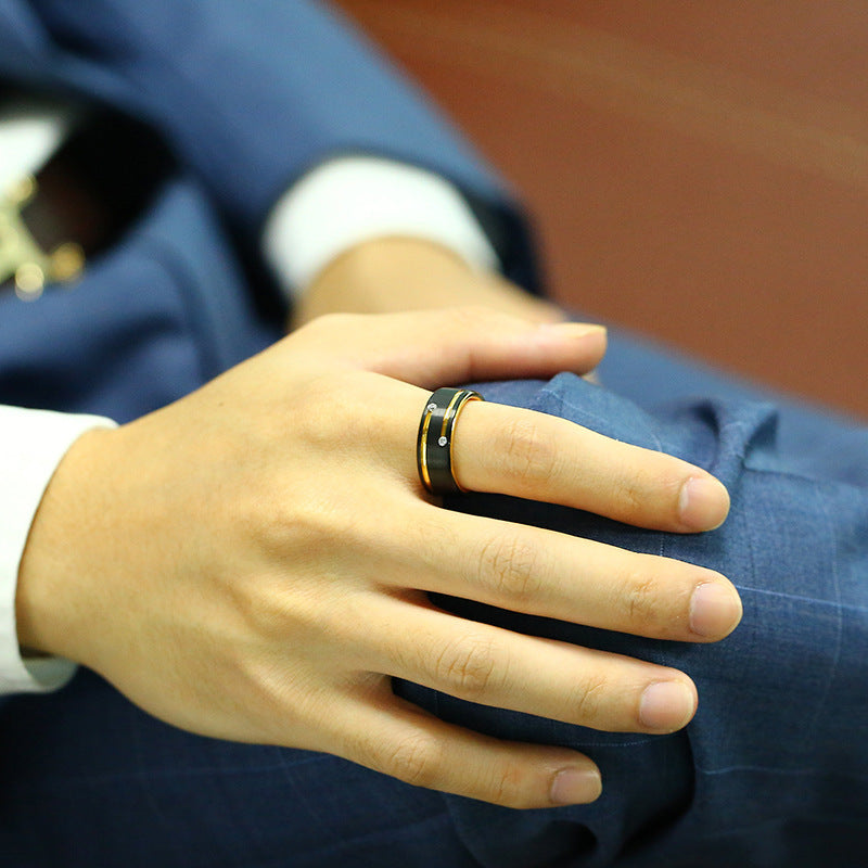 European And American Trendy Men's Ring Black Gold Wholesale