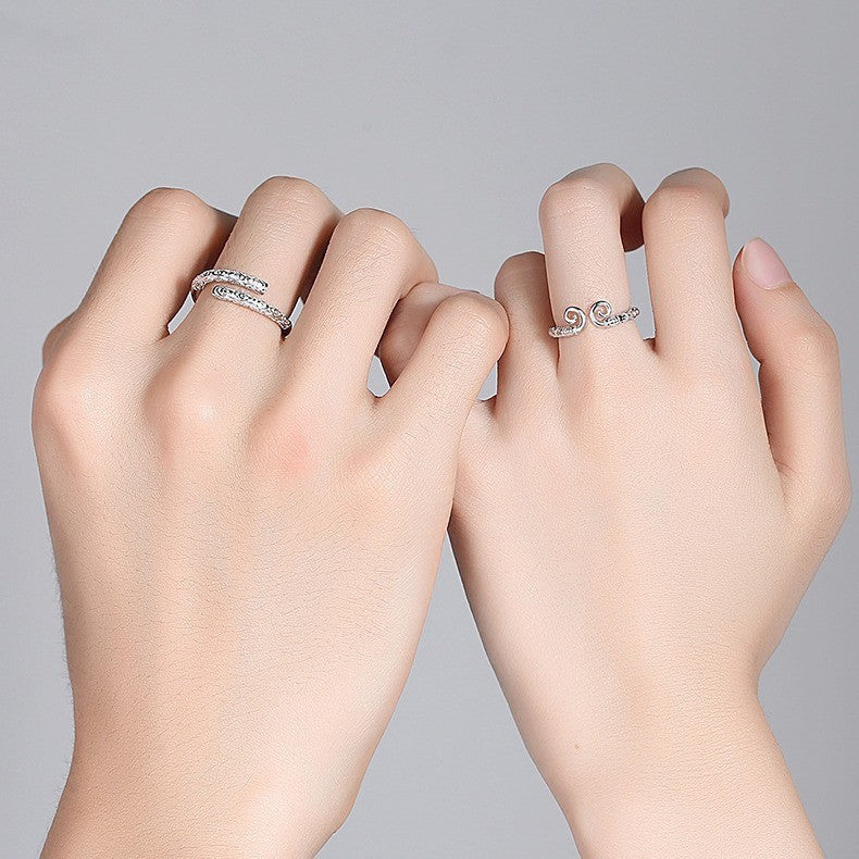 S925 Sterling Silver Black Myth Wukong Couple Ring — Adjustable