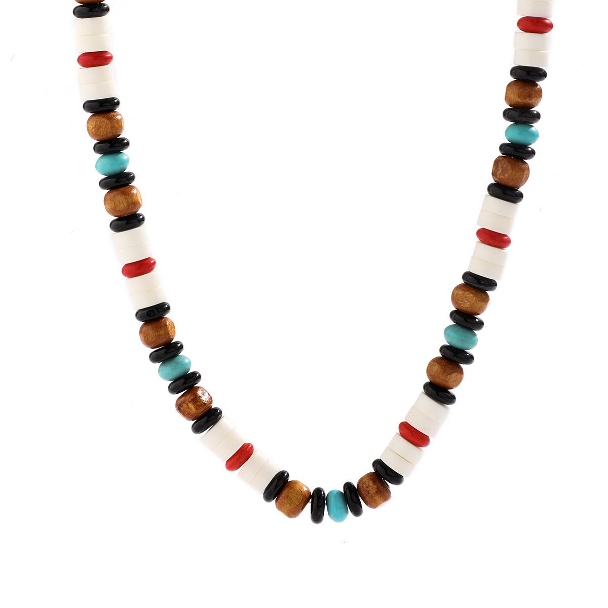 Ethnic Style Wooden Beaded Necklace with Simple Design