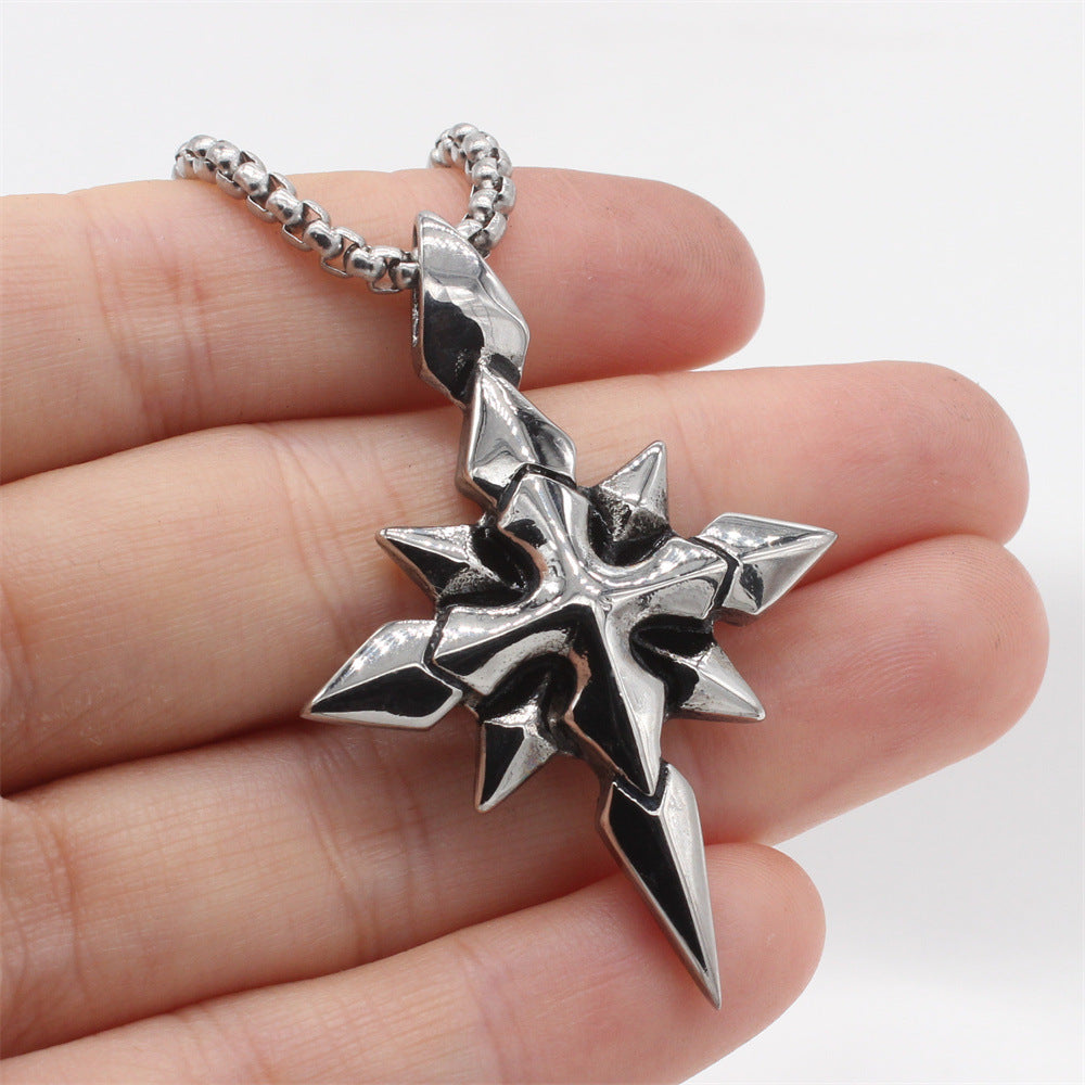 Planderful Jewelry European American Retro Cross Pendant Mens Titanium Steel