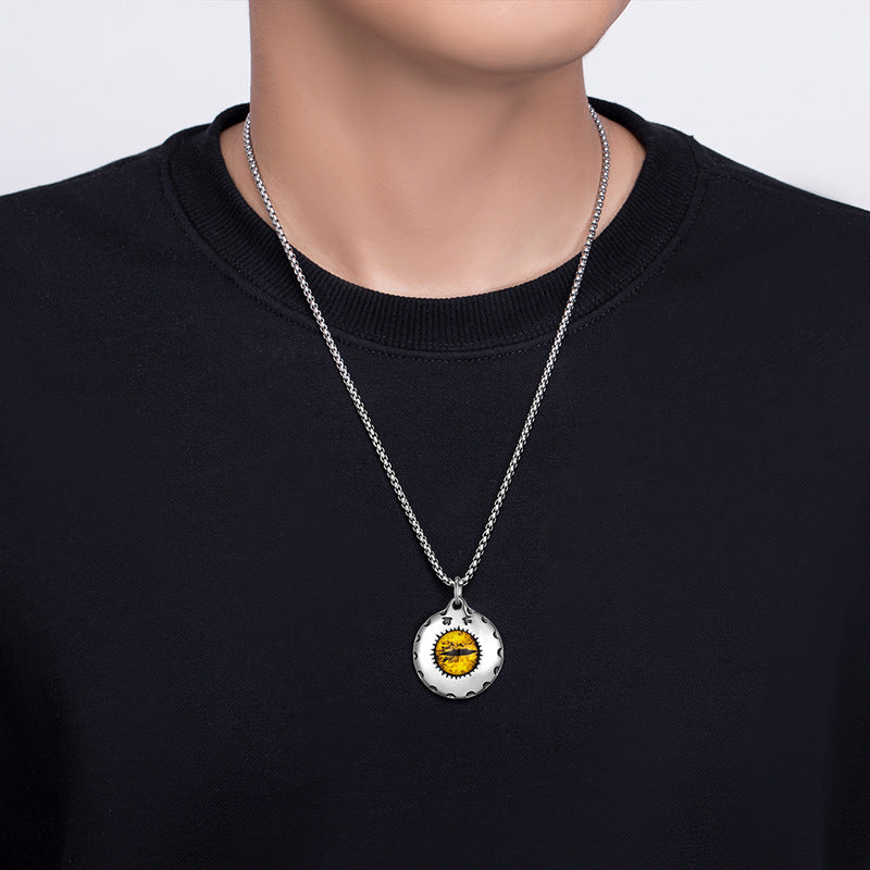 Stainless Steel Necklace - Statement Devil Eye Pendant For Men Trendy Everyday Jewelry