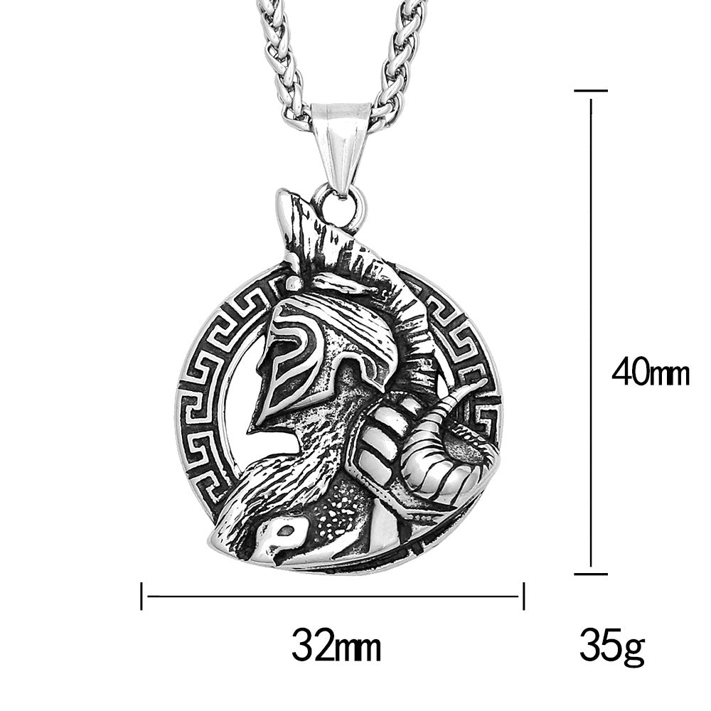 Vintage Fighter Stainless Steel Men's Pendant Necklace