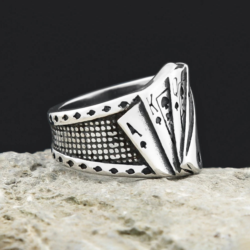 Vintage Playing Stainless Steel Men's Ring