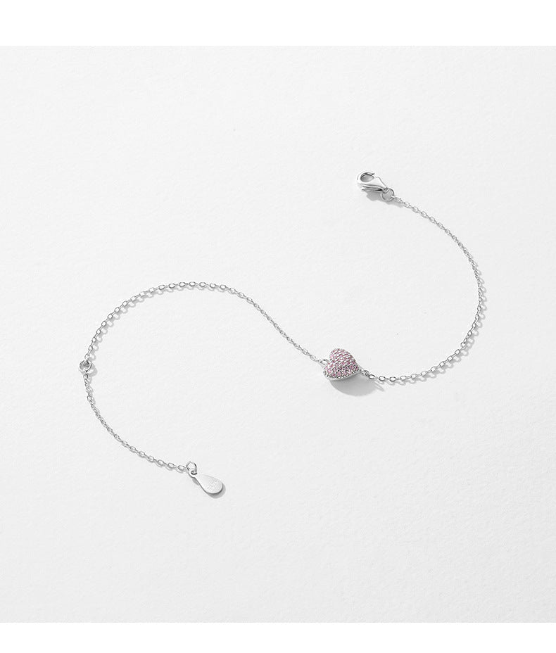 Sterling Silver Bracelet with Pink Zircons for Women