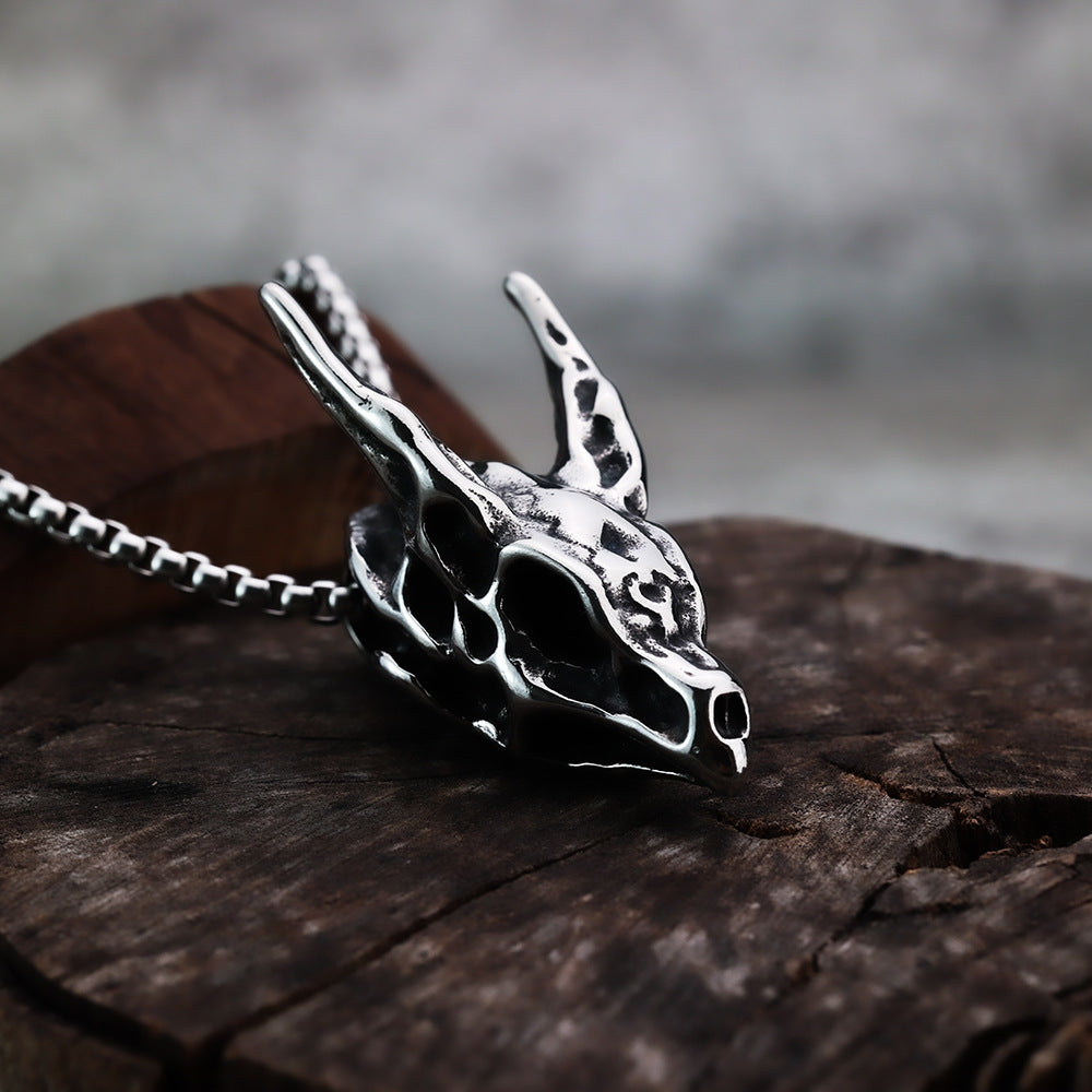 Hip-Hop European American Skull Pendant Titanium Steel Necklace