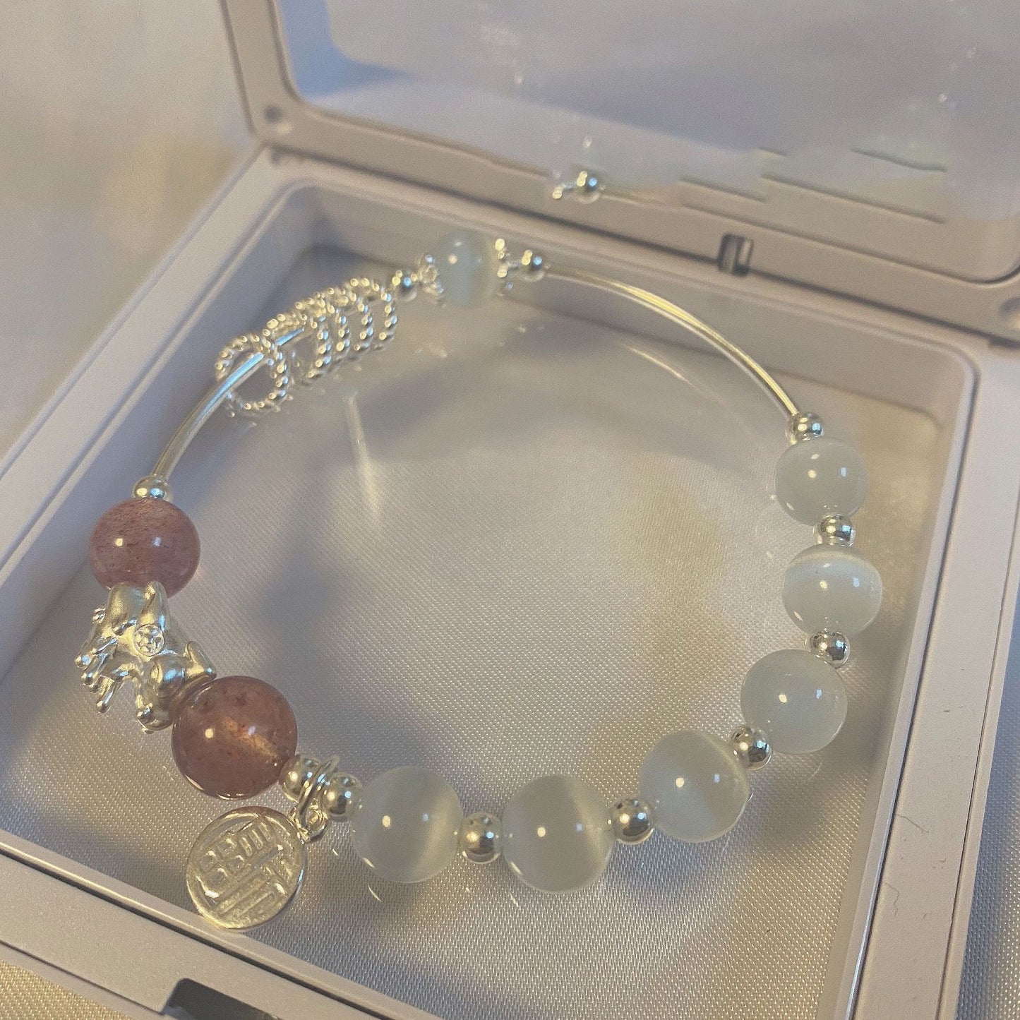 Fortune's Favor Cat's Eye Opal Sterling Silver Bracelet by Pixiu