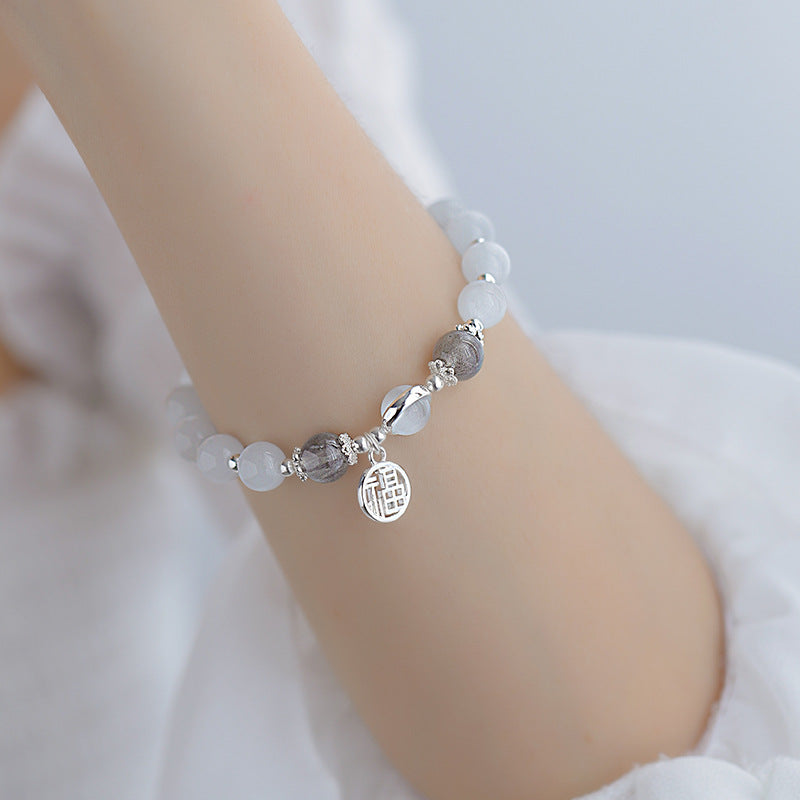 Enchanting Opal and Crystal Sterling Silver Bracelet