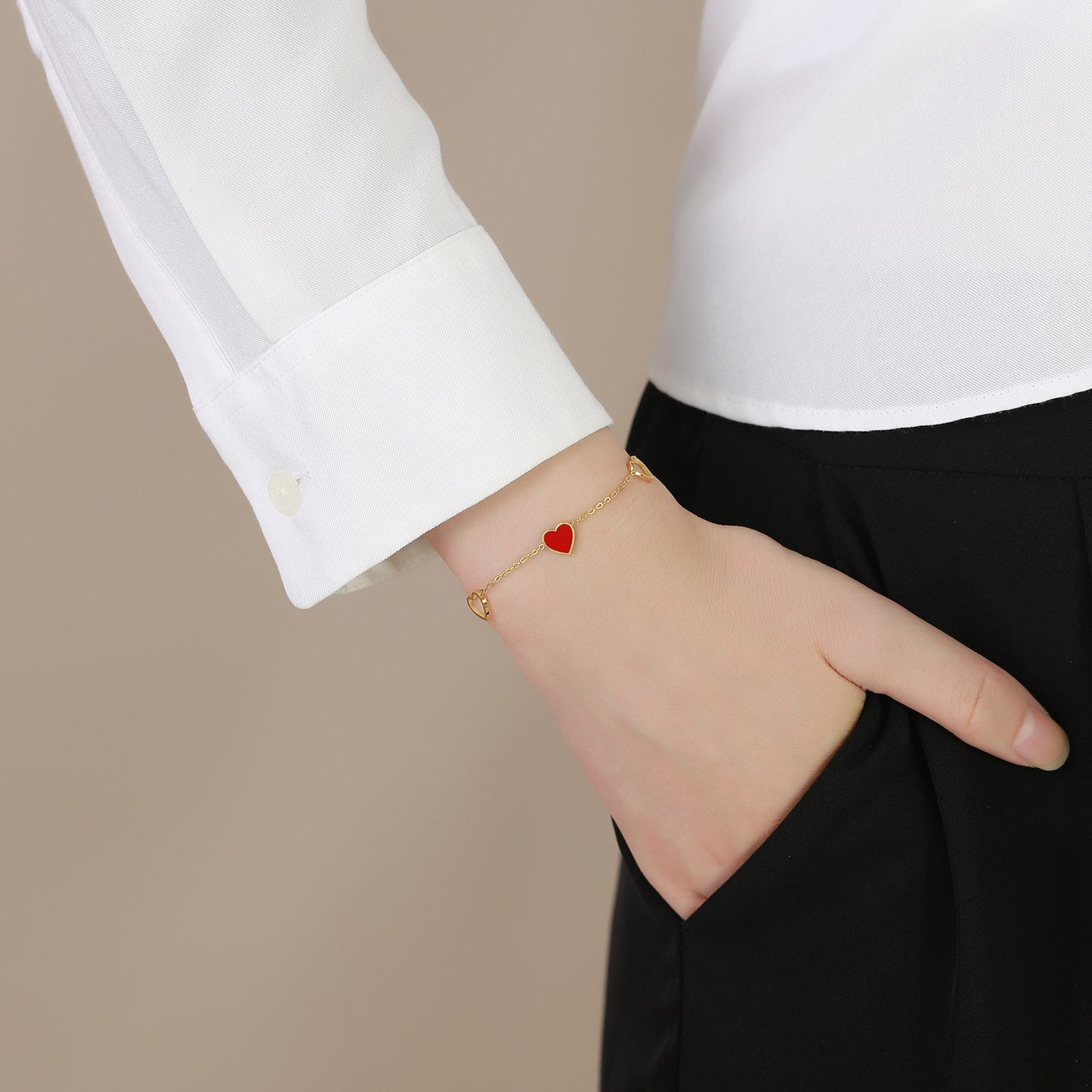 Love Accessories Bracelet Stainless Steel Red Heart Jewelry