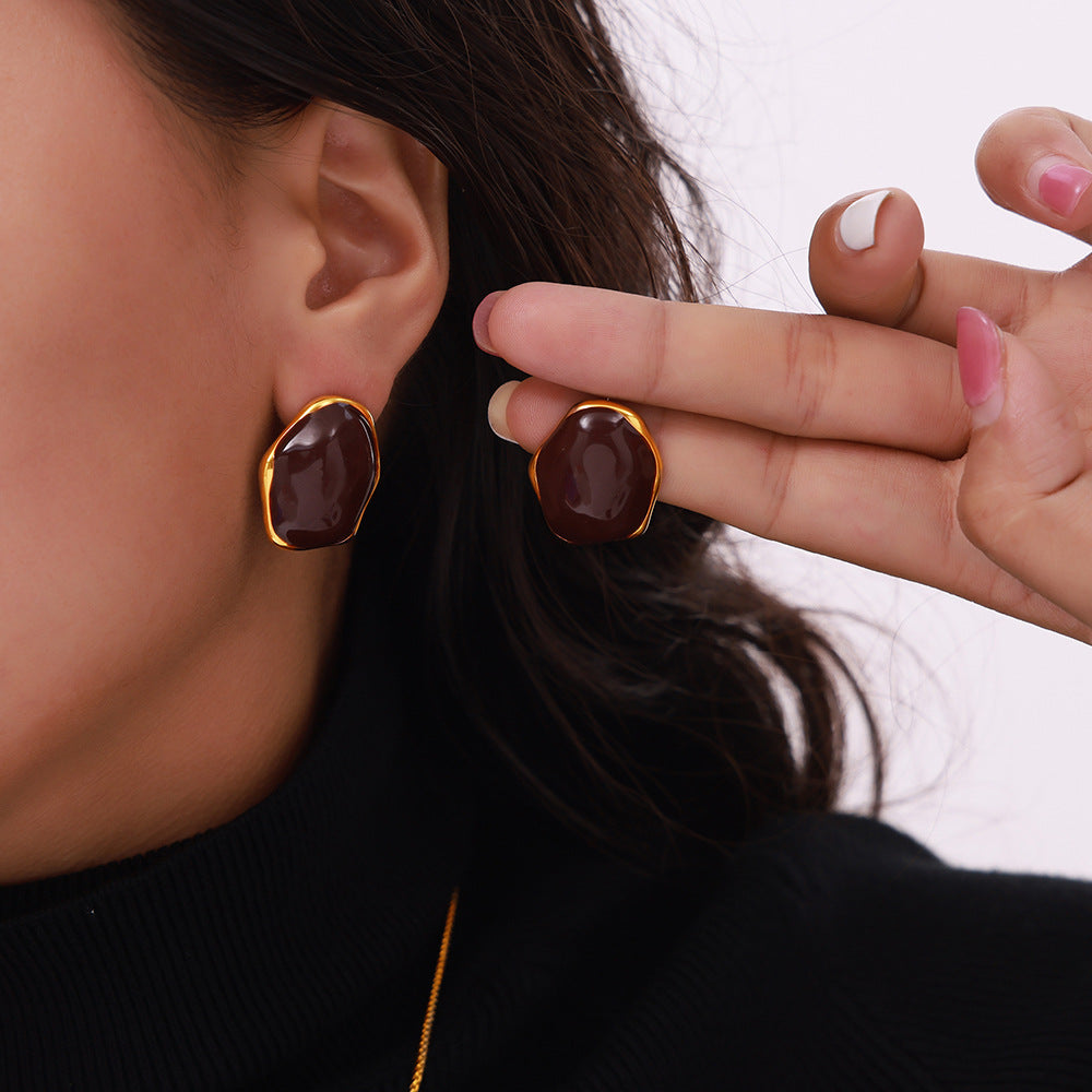 Retro British Charm Jewelry Set with Elegant Colored Glaze Detailing