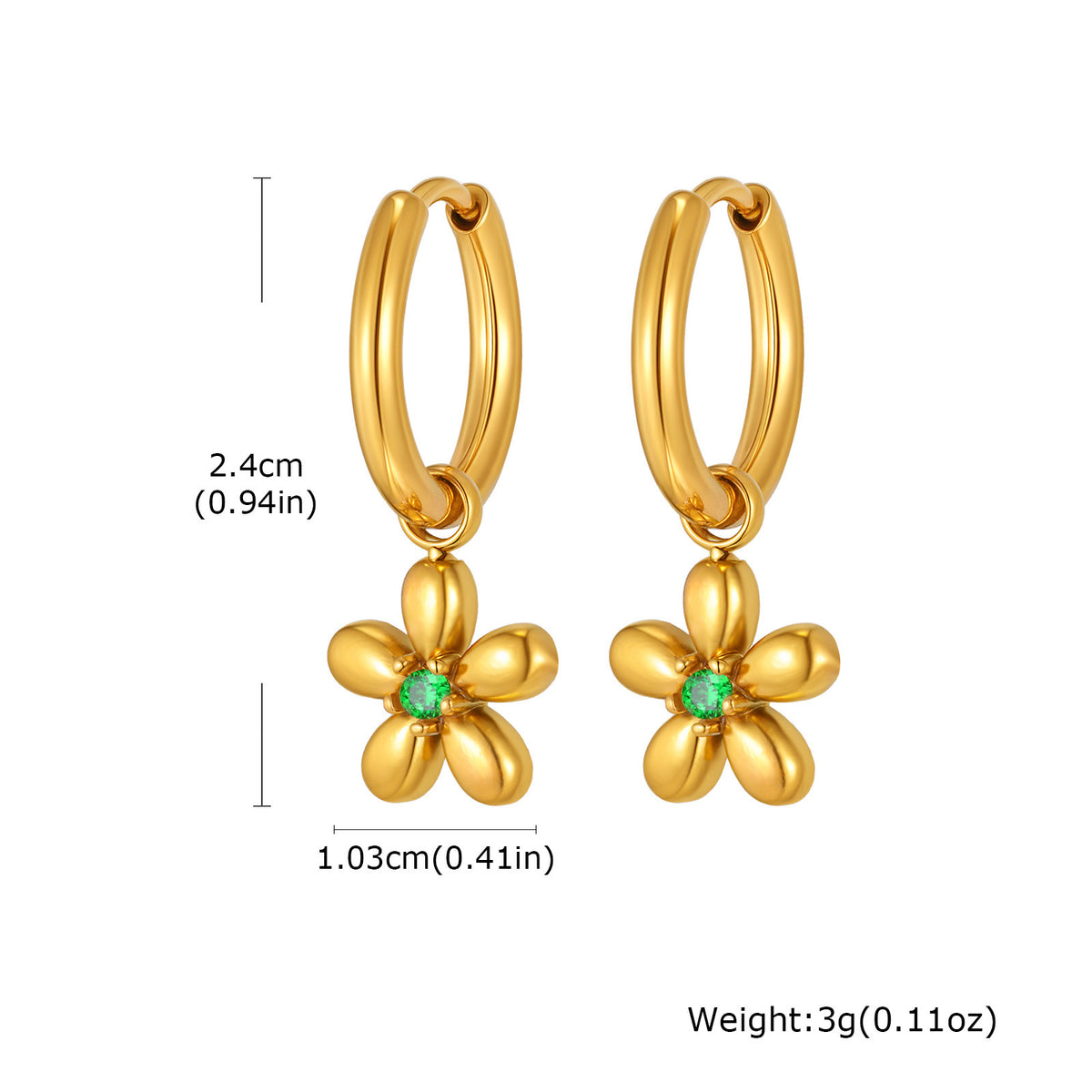 Stainless Steel Zircon Floral Earrings