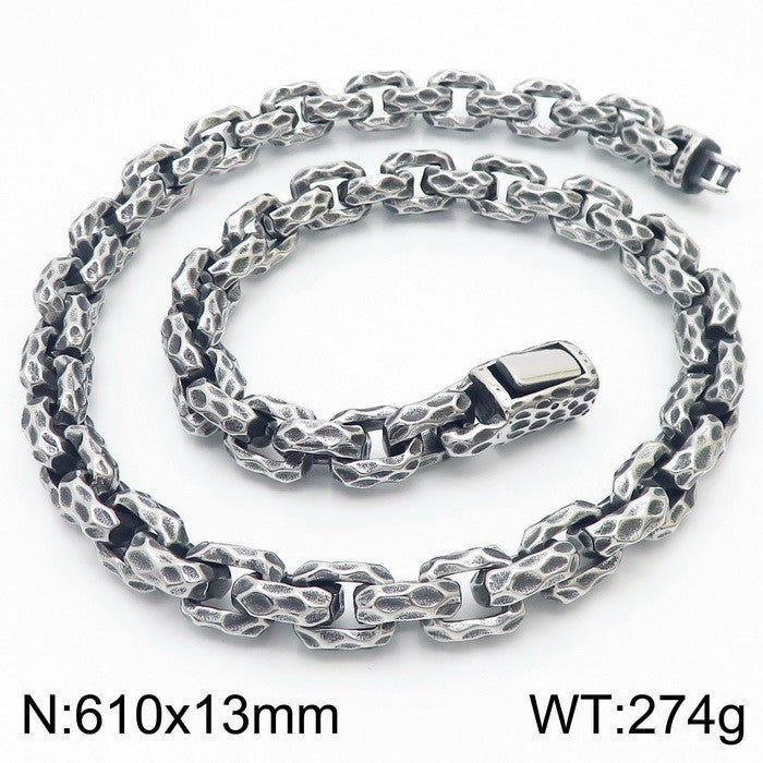 Planderful Mens Punk Necklace Titanium Steel Retro Texture