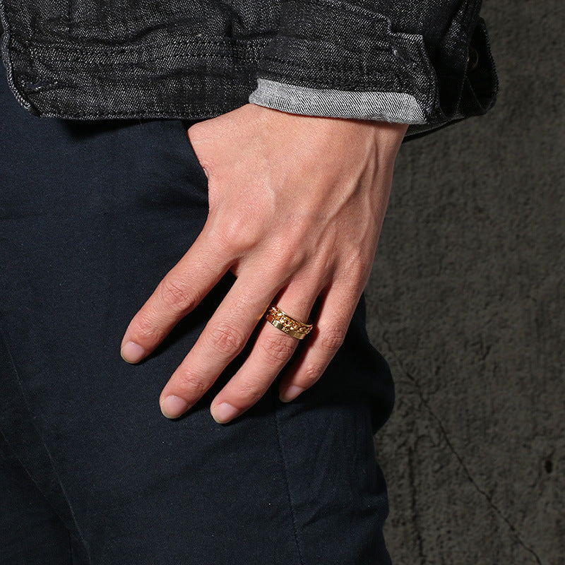 Beer Bottle Cap Ring Titanium Steel Roman Numerals Ring