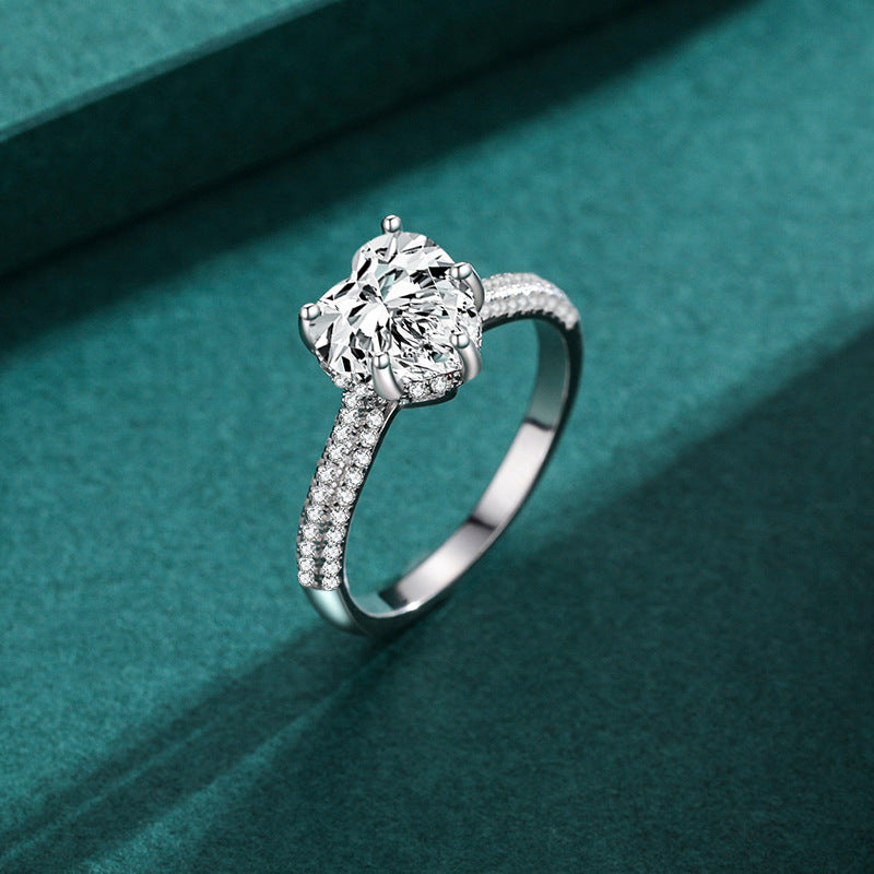 925 Sterling Silver Heart Zircon Ring