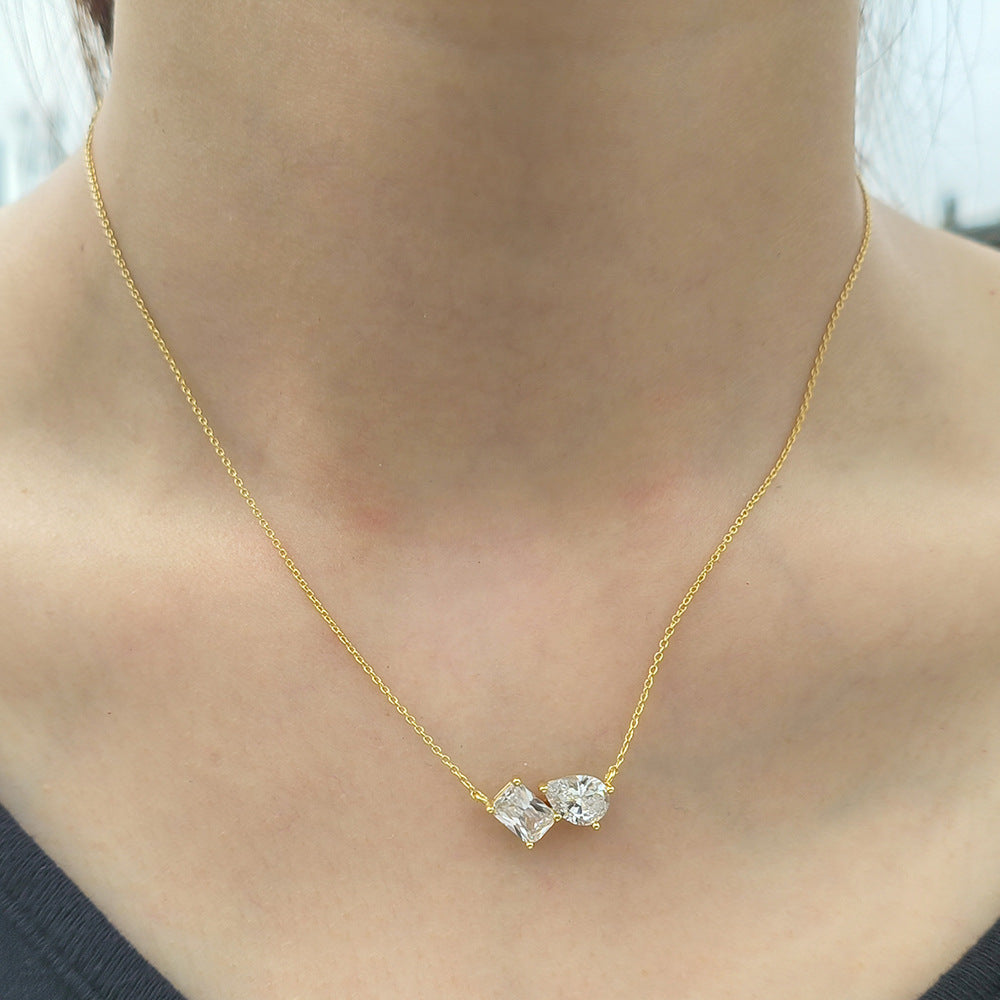 S925 Sterling Silver Pear-Shaped Zircon Pendant Necklace