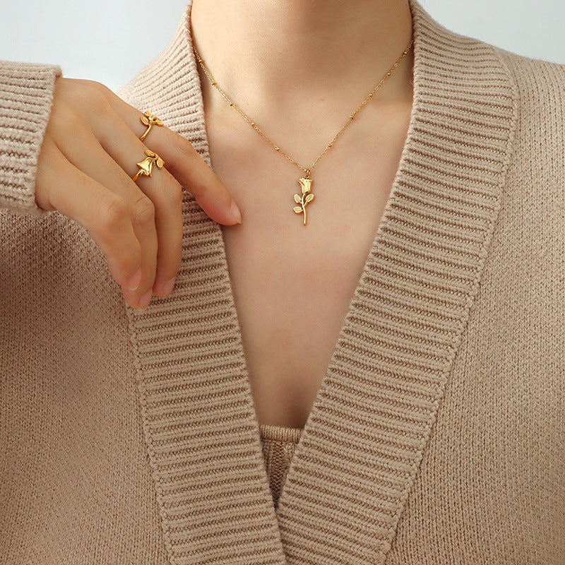 Rose Gold Korean Celebrity Jewelry Set - Fashionable Accessories for Instagram Trendsetters