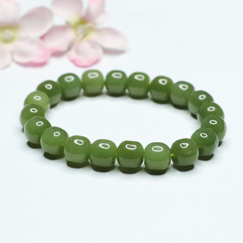 Fortune's Favor Sterling Silver Bracelet with Natural Hotan Jade and Jasper Beads