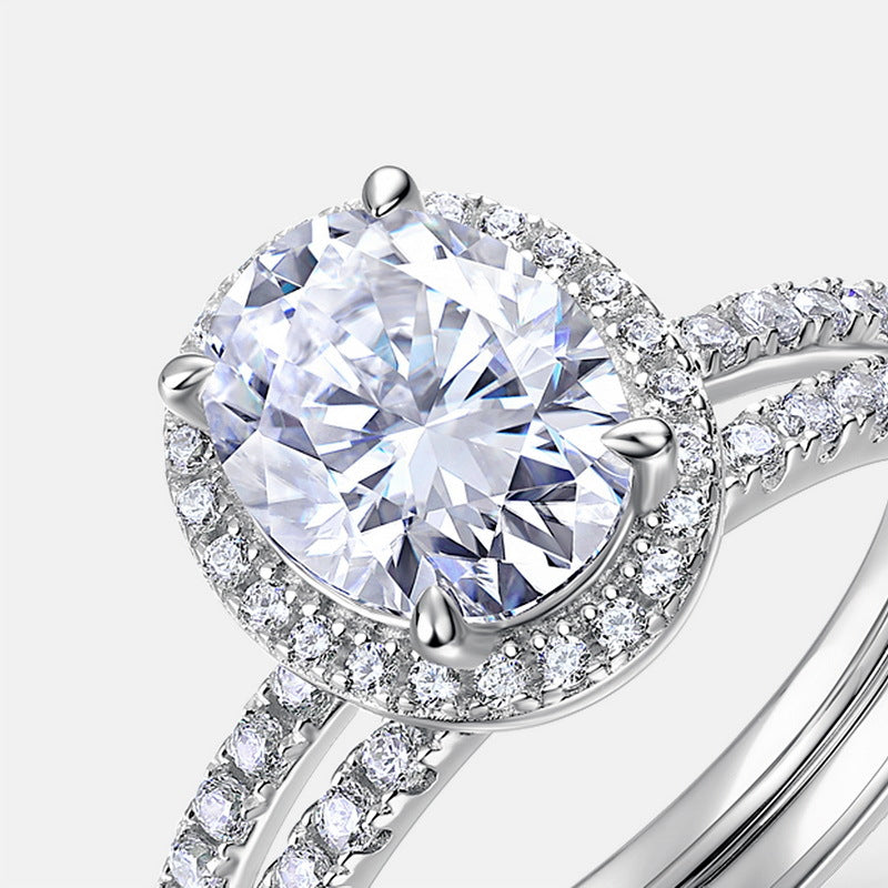Planderful Classic Moissanite Sterling Silver Ring – 7 × 9 mm, 1.86 ct