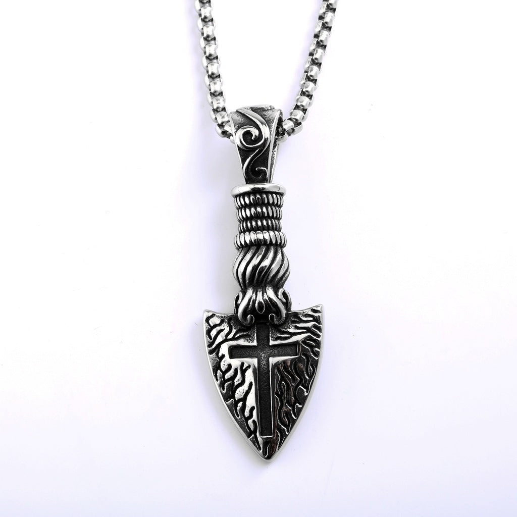 Punk Cross Sun Stainless Steel Pendant Necklace