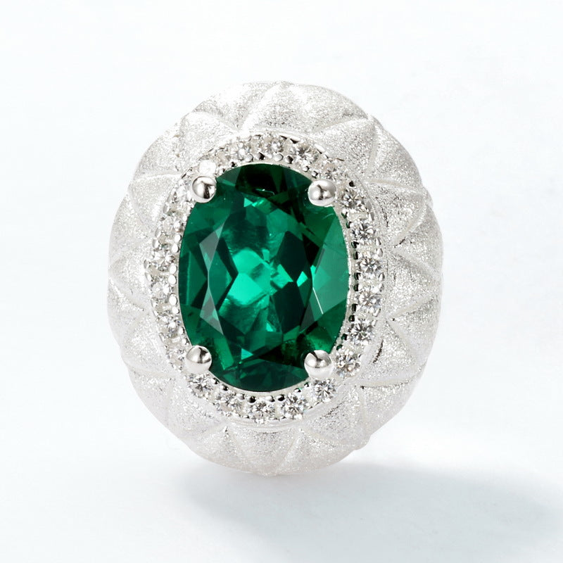 S925 Sterling Silver Lab-Grown Emerald Diamond-Shaped Stud Earrings