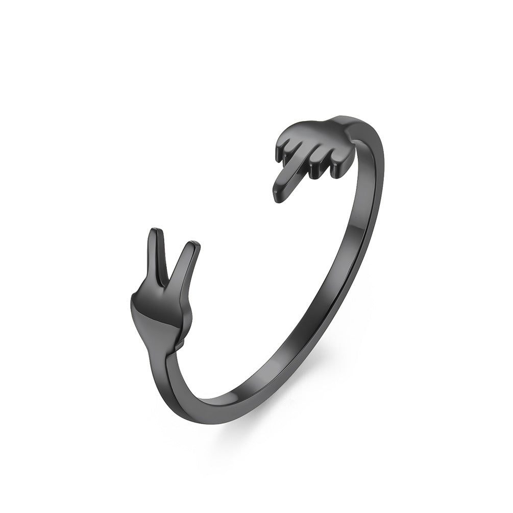 Jewelry's New V-Shaped Scissors Titanium Steel Ring for Men