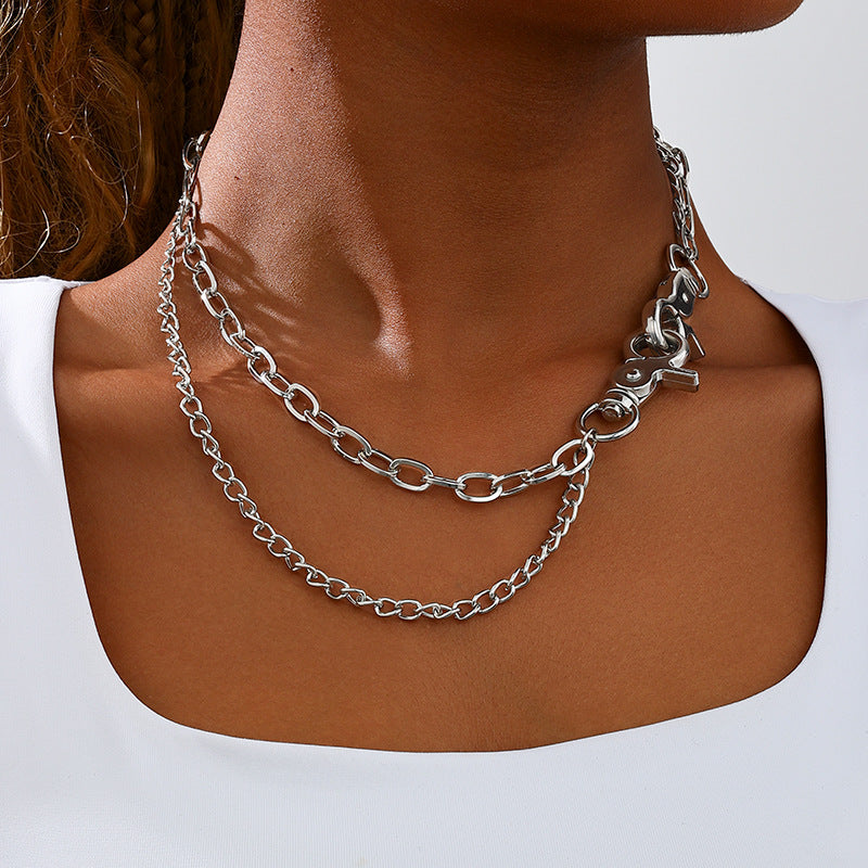 Planderful Vienna Verve Necklace – Creative Punk Style with Double-Layer Design