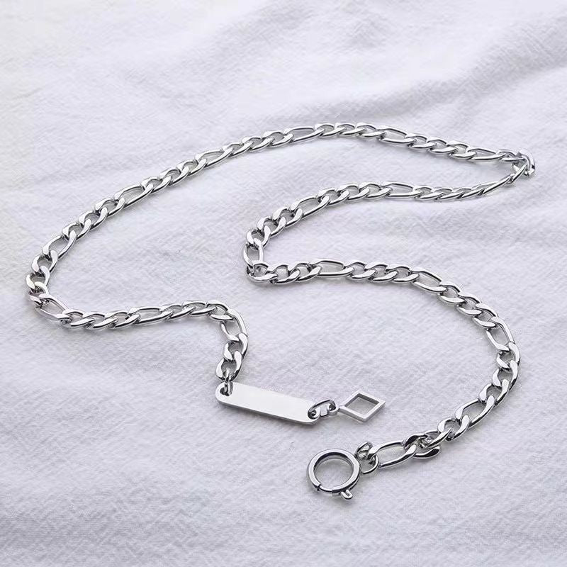 Planderful Jewelry Cuban Steel Necklace For Men And Women Hip Hop Collarbone Chain
