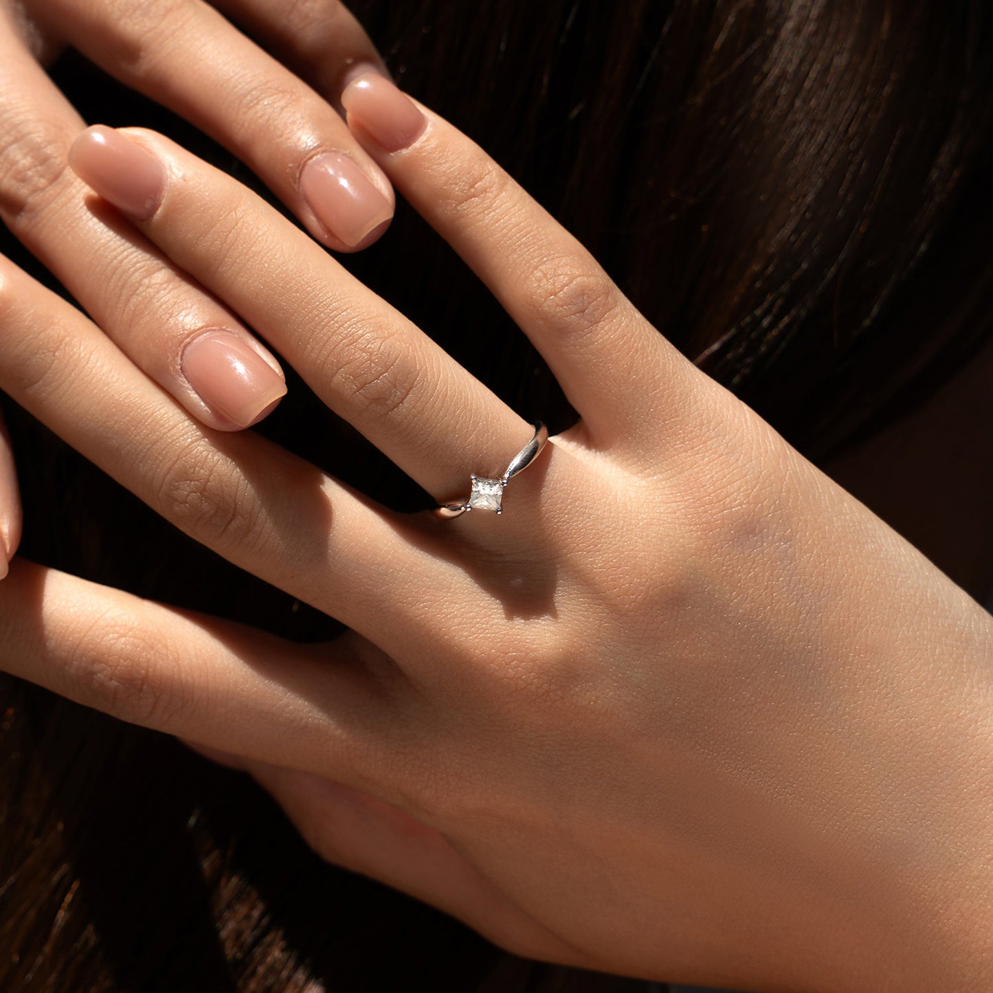 Planderful Moissanite Sparkling Ring – Elegant Sterling Silver Design