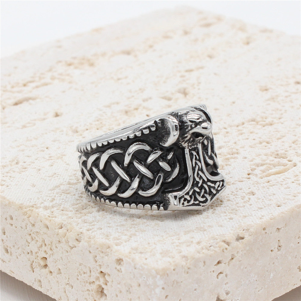 Planderful Personalized Retro Viking Titanium Steel Ring For Men And Unisex Protection Symbol