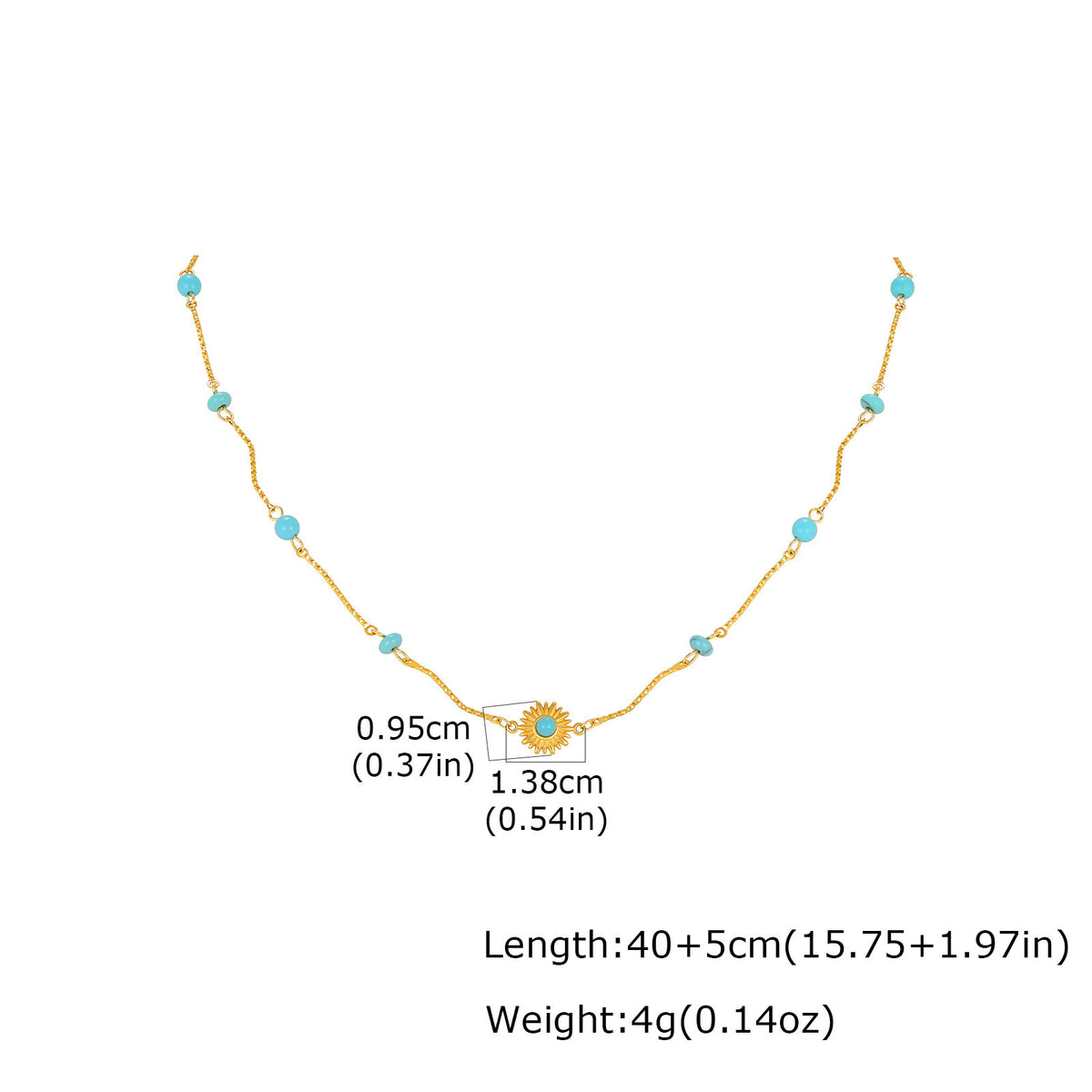 Stainless Steel Shell Turquoise Beads Stacked Women's Neck Chain Necklace