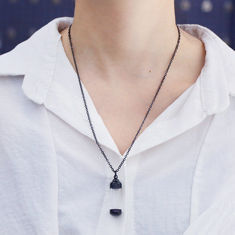 Planderful Stainless Steel Glass Pendant Perfume Bottle Necklace Openable For Unisex Everyday Fragrance