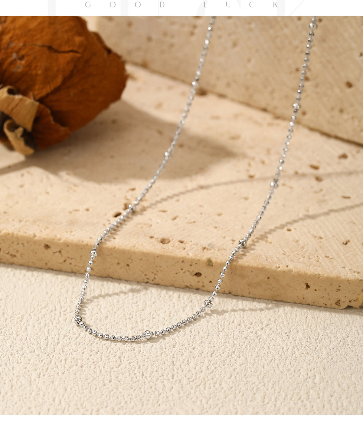 925 Sterling Silver Red Beaded Round Necklace
