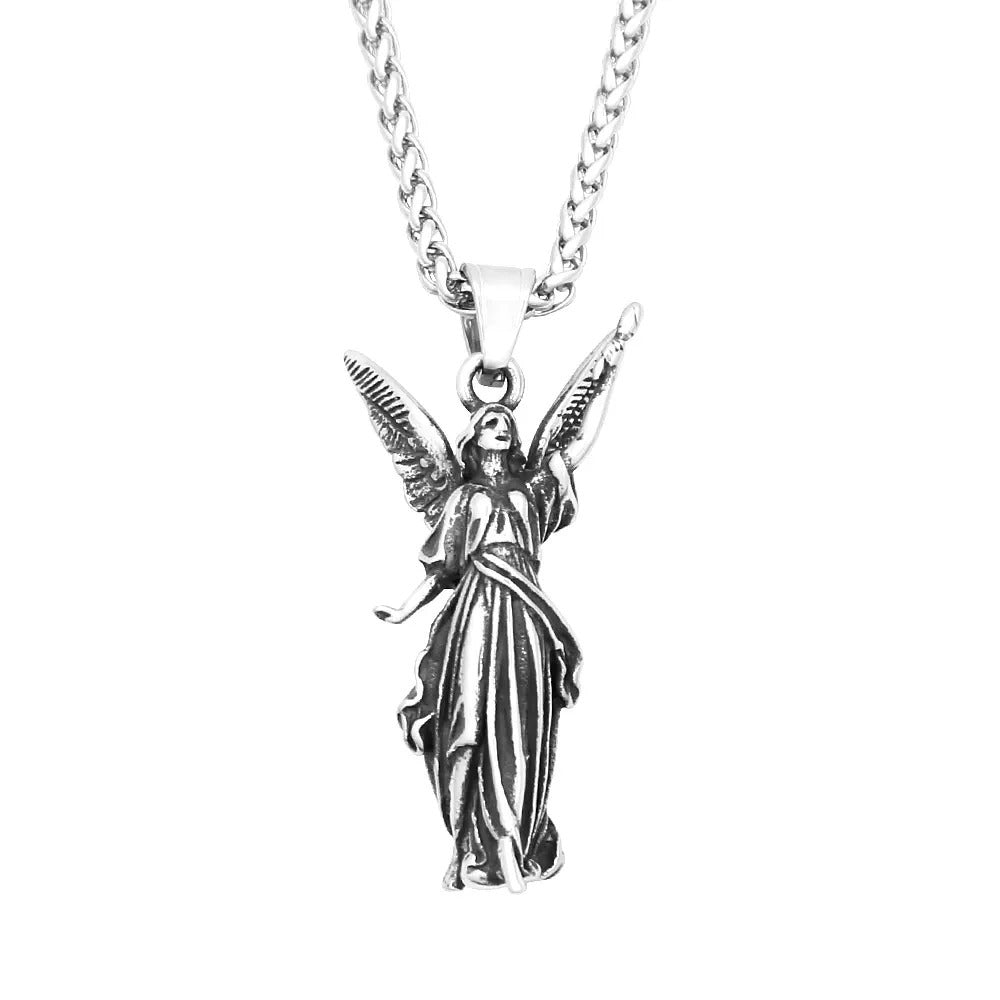 Punk Angel Wing Stainless Steel Pendant Necklace