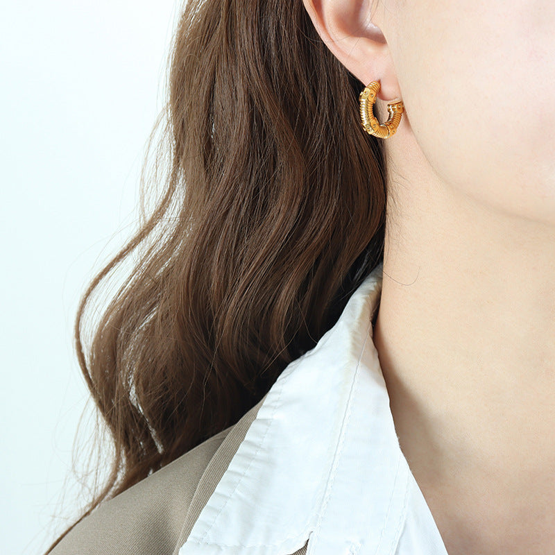 Insider's Autumn/Winter Punk C Earrings: High-Grade Brass Jewelry for Women
