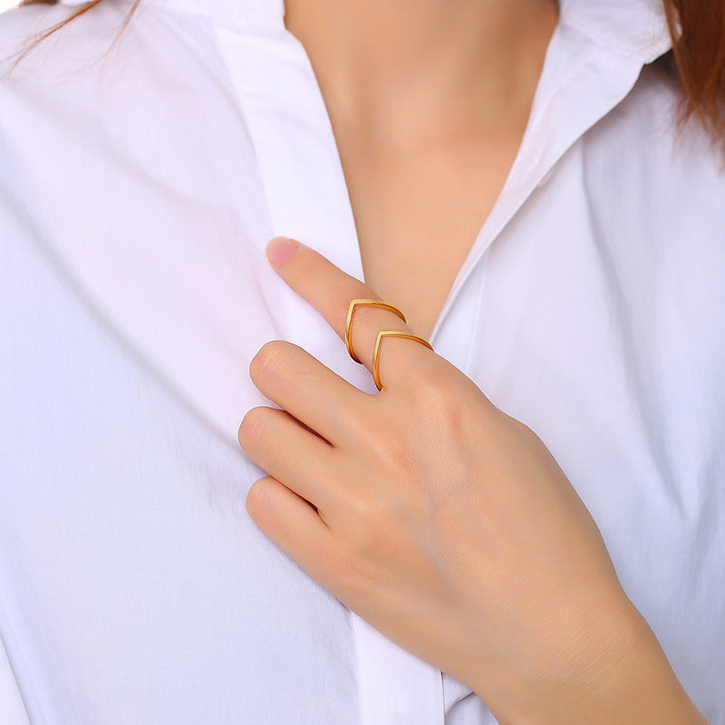 Hourglass Shape Ins Wind Girl Irregular Gold Index Finger Ring