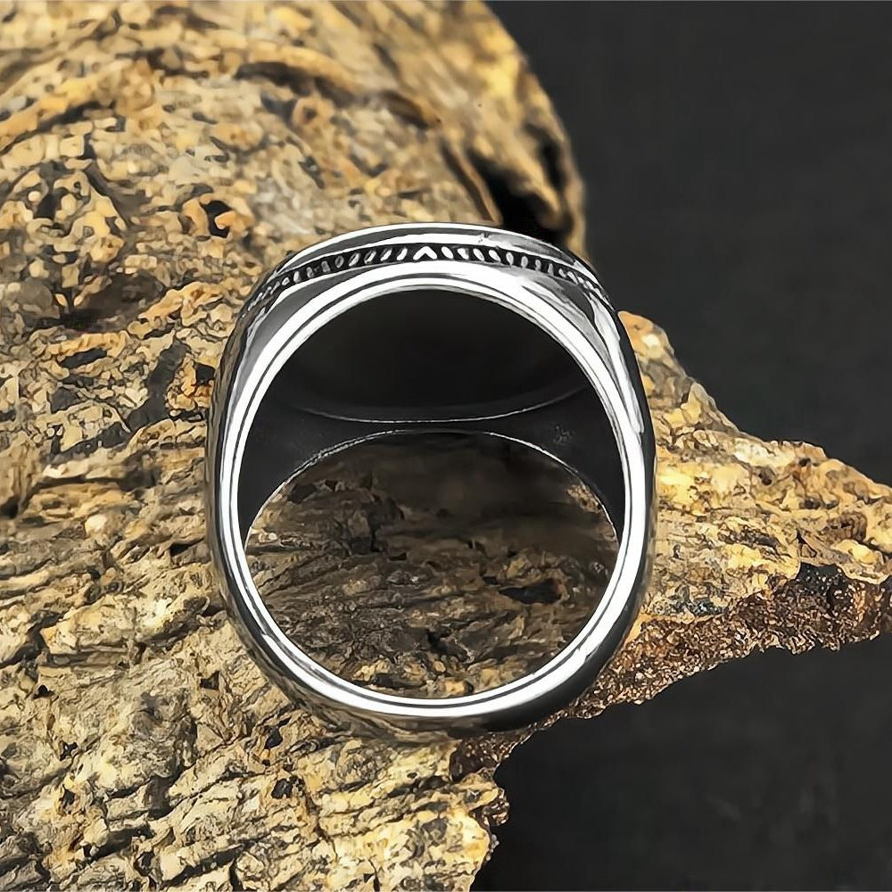 European and American Jewelry Wholesale Men's Titanium Steel Ring Tree of Life Pattern