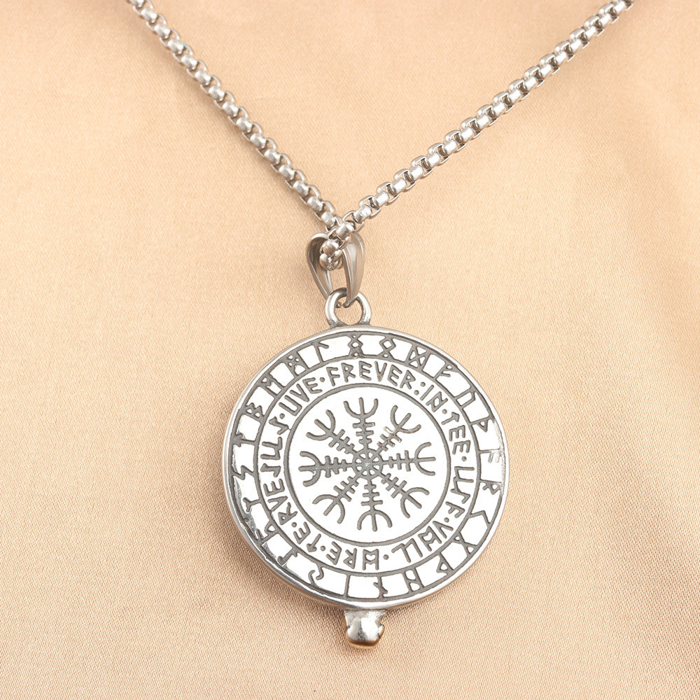 European And American Stainless Steel Axe Eagle Pendant Necklace For Men