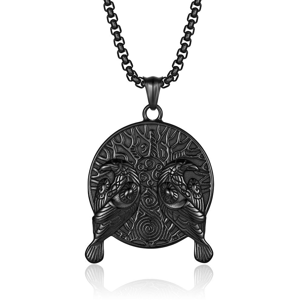 Amazon Retro Nordic Style Viking Crow Necklace for Men