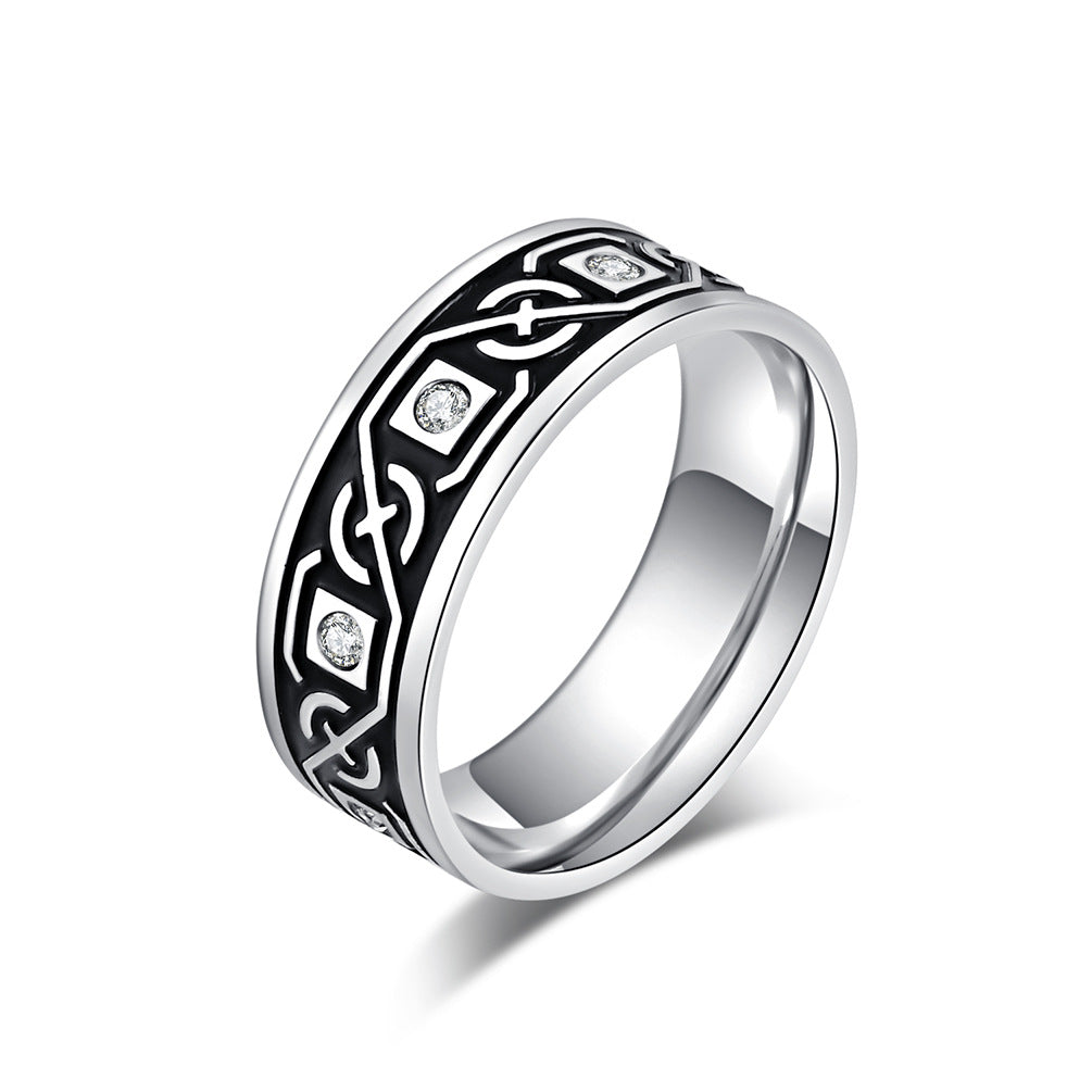 Vintage Nordic Style Viking Celtic Knot Stainless Steel Ring