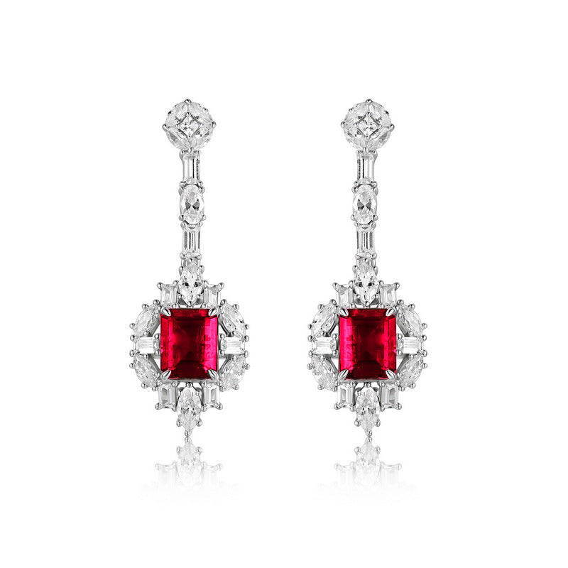 S925 Sterling Silver Lab-Grown Gemstone Signature Stud Earrings