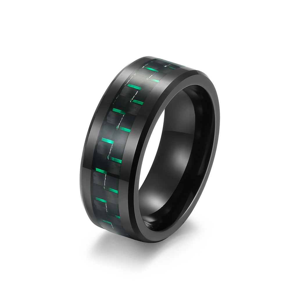 Amazon Jewelry Supply Black Tungsten Steel Inlaid Carbon Fiber Ring for Men